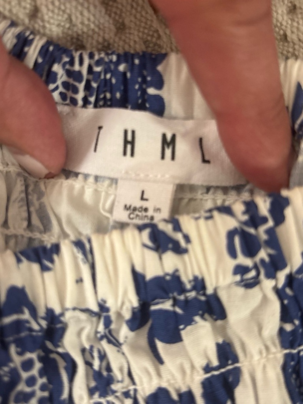 THML Blue and White Floral Maxi Dress with Ruffled Straps - Picture 3 of 3